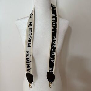 Clare V Black and White bag strap with Woven Design